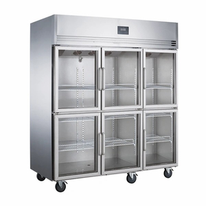 2 ~ 8 ℃ refroidissement à l'air / refroidissement statique 6 portes en verre réfrigérateur à portée de main en vertu du réfrigérateur commercial 