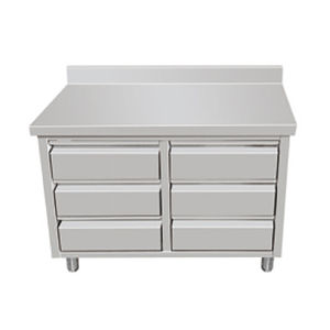 Armoire de tiroir en acier inoxydable avec dosseret