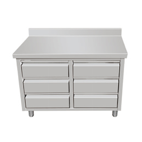 Armoire de tiroir en acier inoxydable avec dosseret