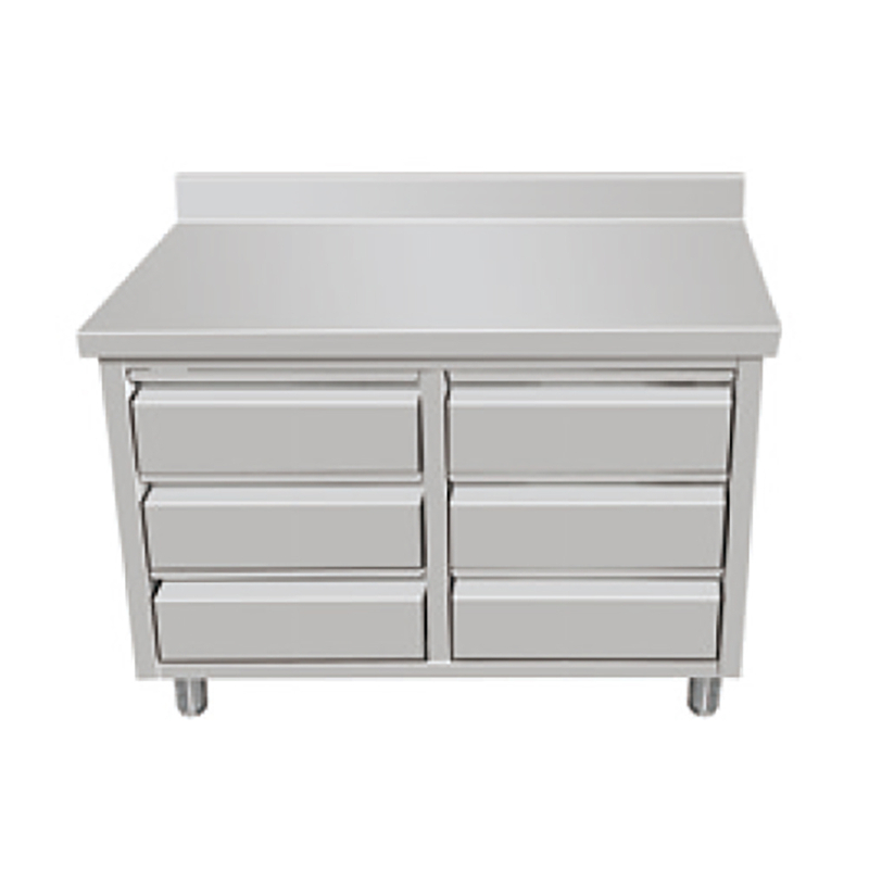 Armoire de tiroir en acier inoxydable avec dosseret