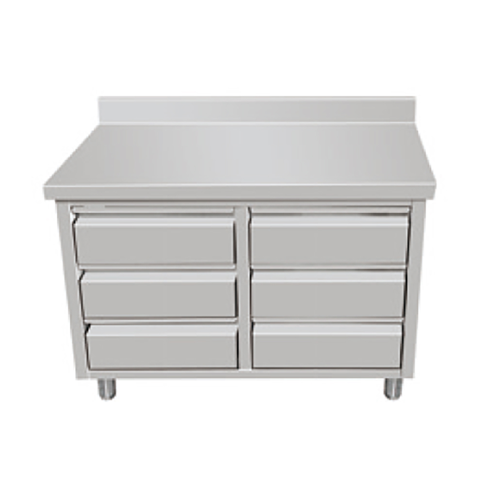 Armoire de tiroir en acier inoxydable avec dosseret