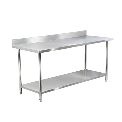 Table en acier inoxydable avec dosseret et sous-tension