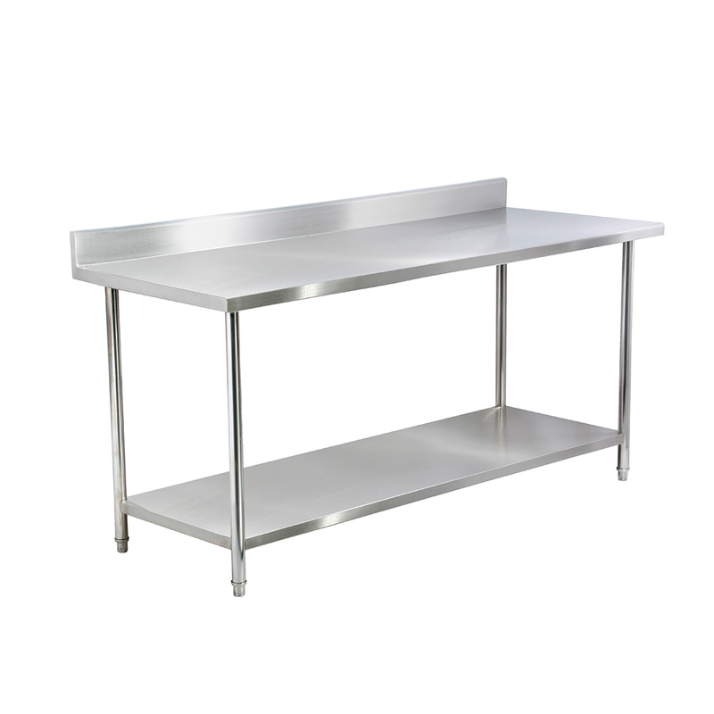 Table en acier inoxydable avec dosseret et sous-tension