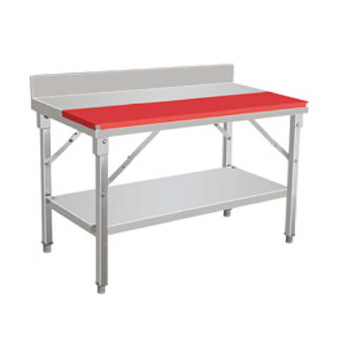 Assemblage avec table de travail en acier inoxydable de planche à découper
