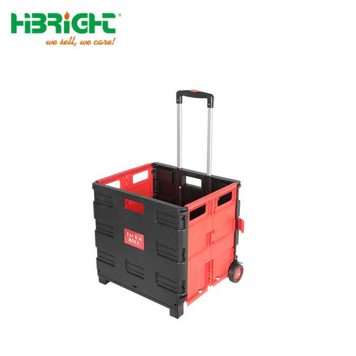Boîte en plastique Roule de chariot de magasinage pliant avec siège