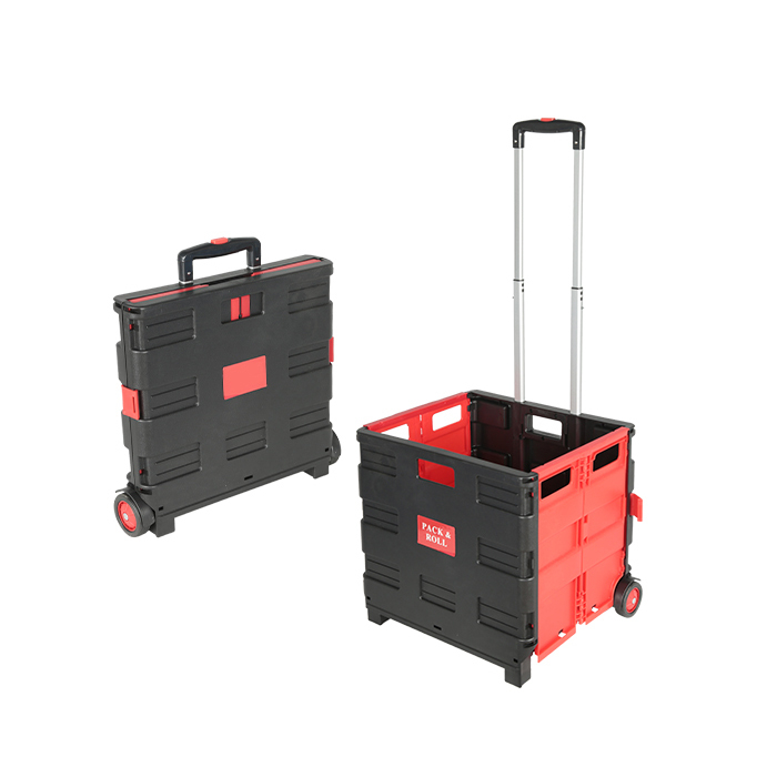 Boîte en plastique Roule de chariot de magasinage pliant avec siège