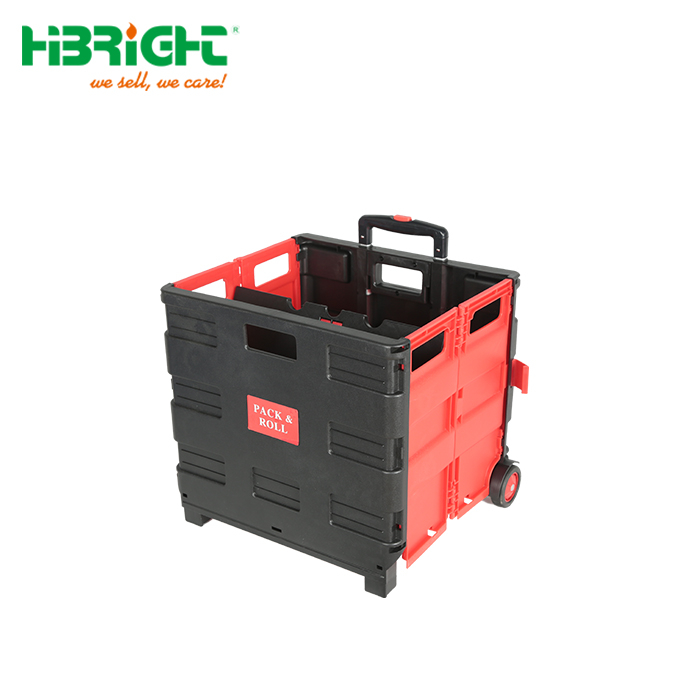 Boîte en plastique Roule de chariot de magasinage pliant avec siège