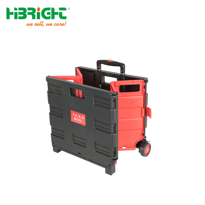 Boîte en plastique Roule de chariot de magasinage pliant avec siège