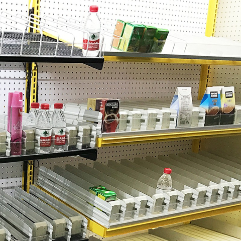 Taille réglable Supermarché Bouteille de cigarette Boire des poussoirs de poussette de poussoir en plastique