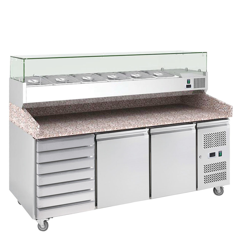 Table de préparation à pizza réfrigérée en marbre