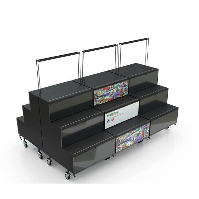 Rack d'écran de fruits et légumes pliables avec roues