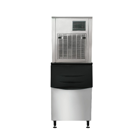 250-450 kg / 24h Machine de création de glace commerciale refroidie par air granulaire avec poubelle de rangement