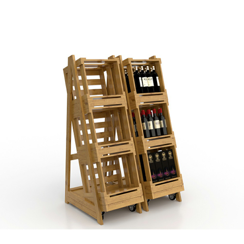 Rack en bois pour affichage de vin