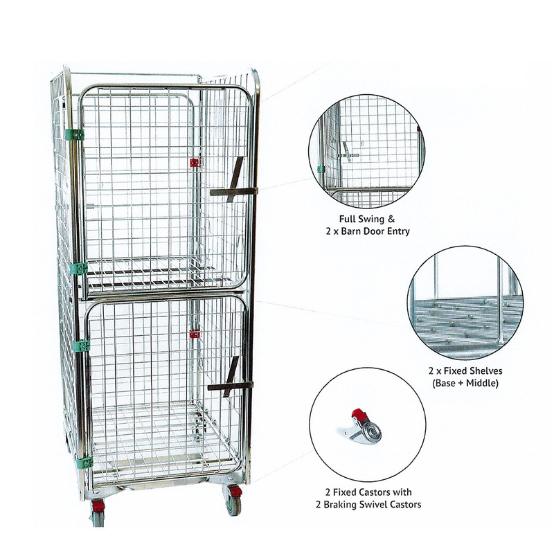 Chariot à cage de rouleau niditable