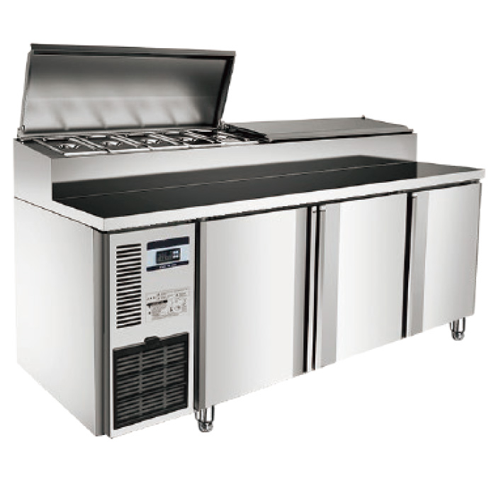 Fridge de préparation à pizza en acier inoxydable commercial