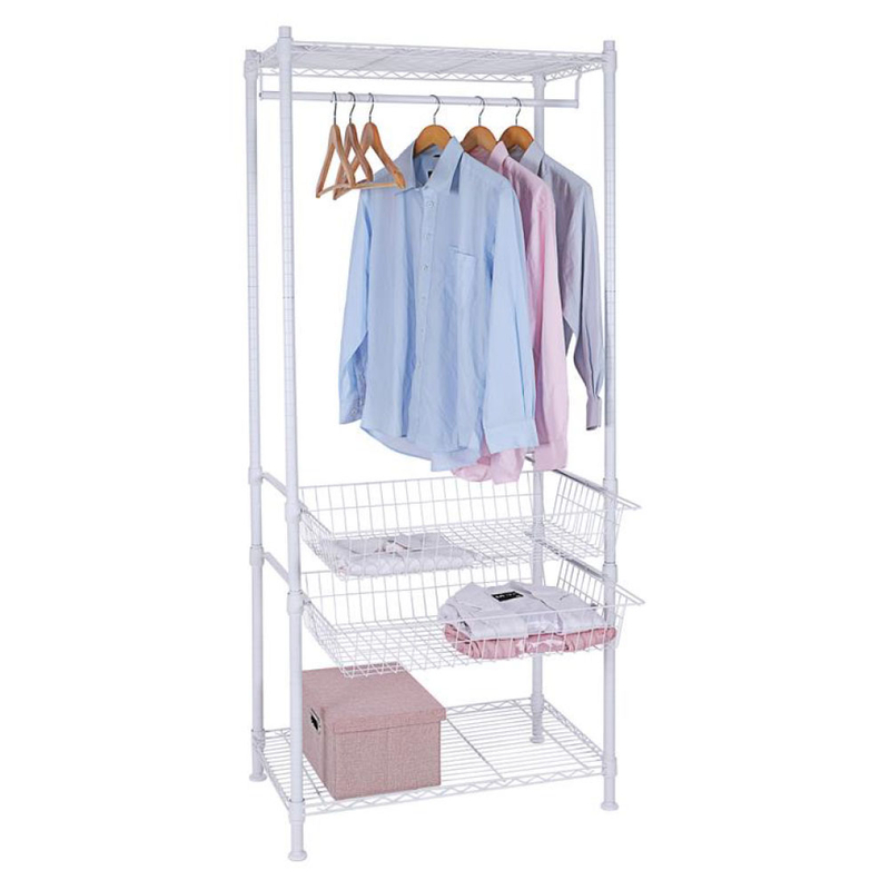 Rack de vêtements en fil avec roulettes