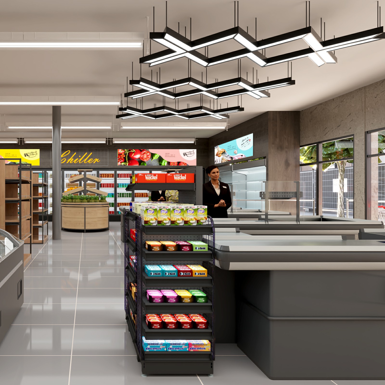 Solutions d'équipement de supermarché