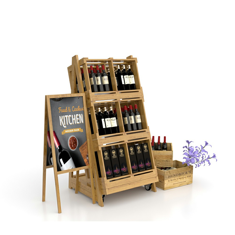 Rack en bois pour affichage de vin
