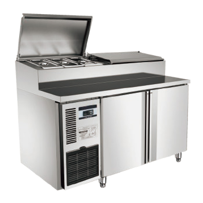 Fridge de préparation à pizza en acier inoxydable commercial