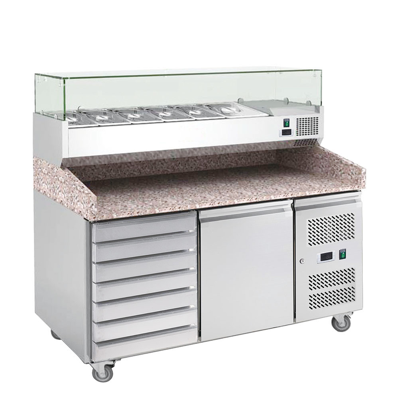 Table de préparation à pizza réfrigérée en marbre