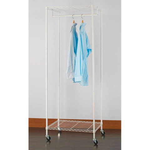 Rack de vêtements en fil avec roulettes