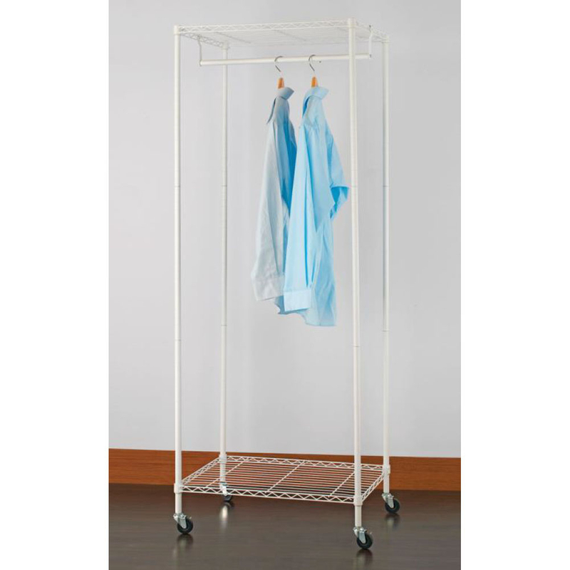 Rack de vêtements en fil avec roulettes