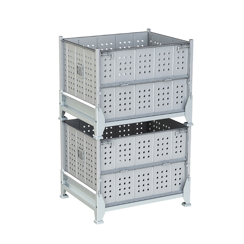Boîte de palette logistique empilable pliable en métal durable