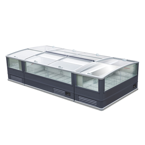 300L / 450L / 575L / ≤-18 ℃ Perg-in de porte en verre Island Freenzer Supermarket Island Freezer
