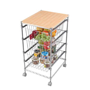 Étagère de panier de rangement de cuisine mobile