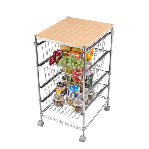 Étagère de panier de rangement de cuisine mobile