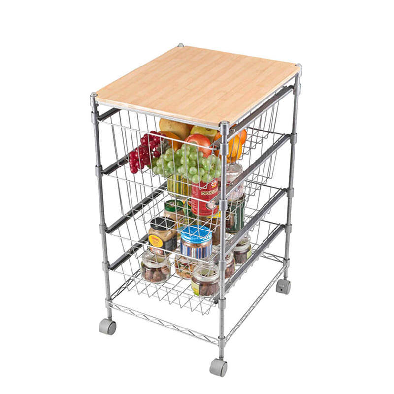 Étagère de panier de rangement de cuisine mobile