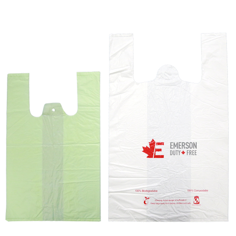 Sac à provisions en plastique T-shirt en t-shirt biodégradable à imprimé convivial personnalisé