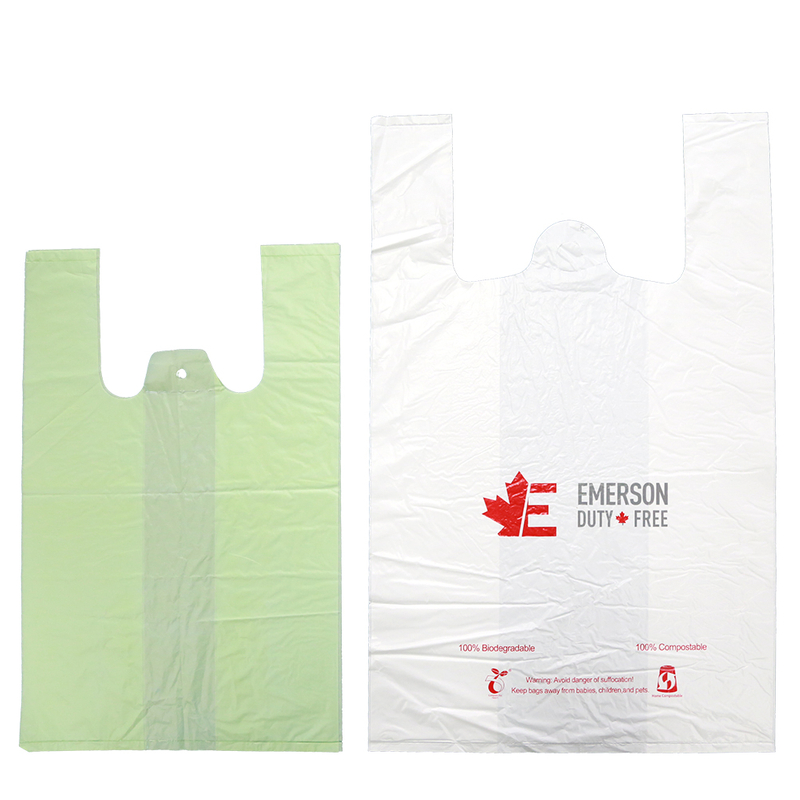 Sac à provisions en plastique T-shirt en t-shirt biodégradable à imprimé convivial personnalisé