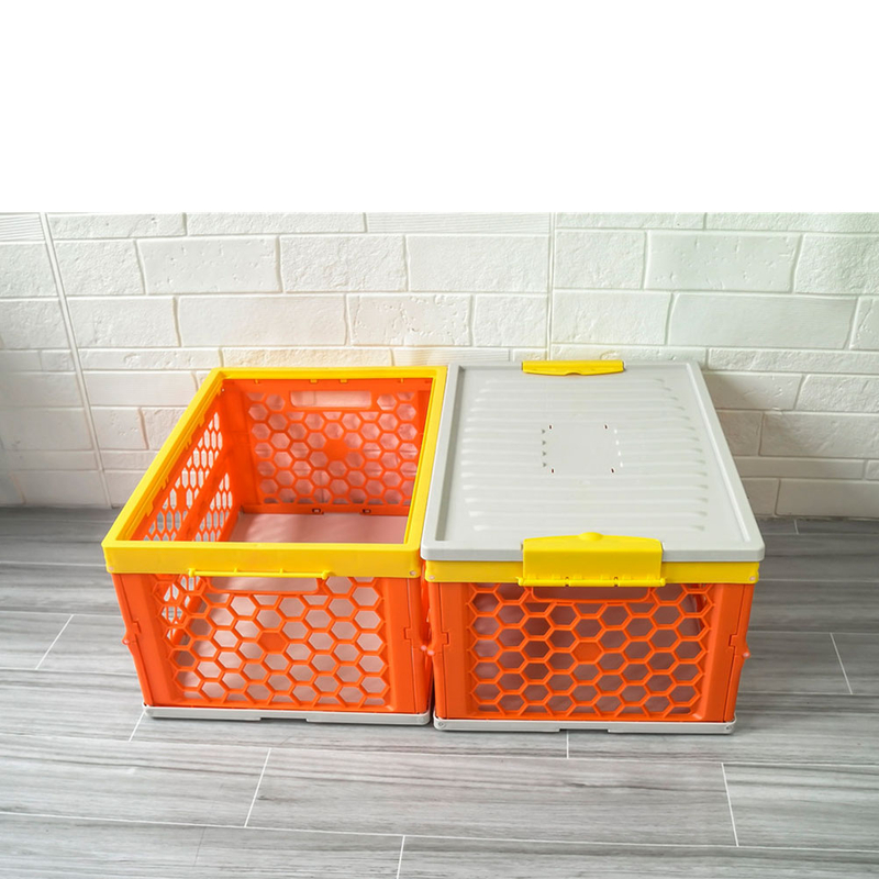 2022 Nouvelle conception Caisse de stockage en plastique pliant avec couvercle