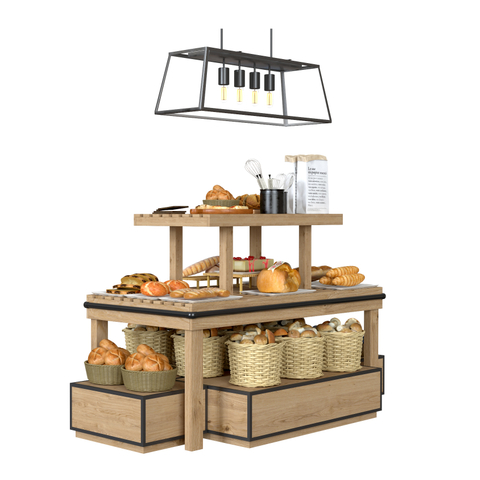 Étagère d'affichage en bois pour la boulangerie