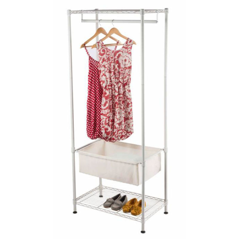 Rack de vêtements en fil avec roulettes