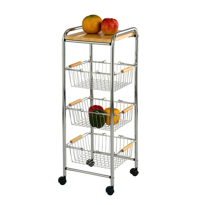 Étagère de panier de rangement de cuisine mobile