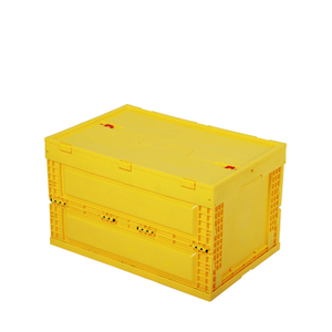 Boîte de rangement en plastique pliable à économie d'espace avec couvercle