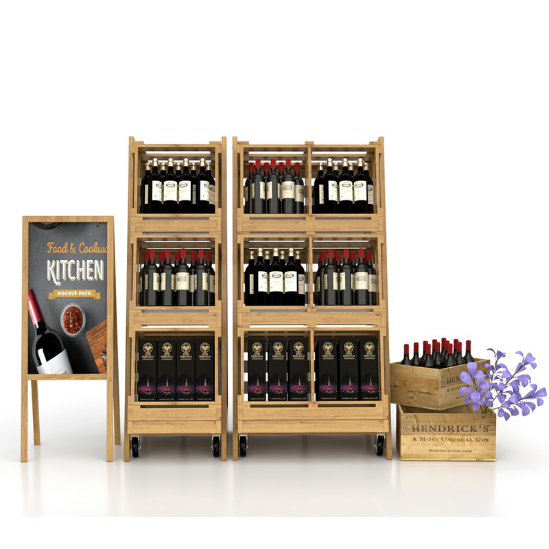 Rack en bois pour affichage de vin