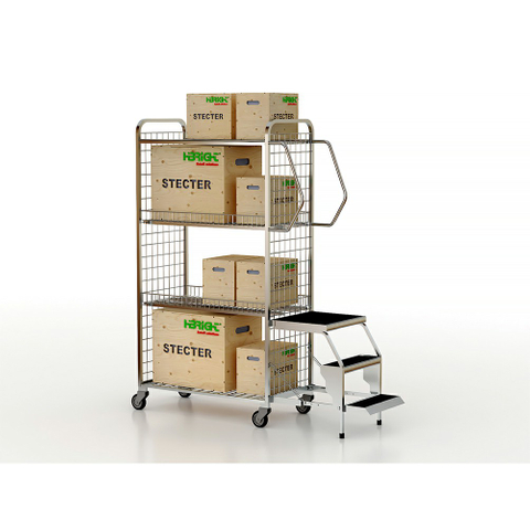 Multi couches étagères Trolley Warehouse avec échelle de pas