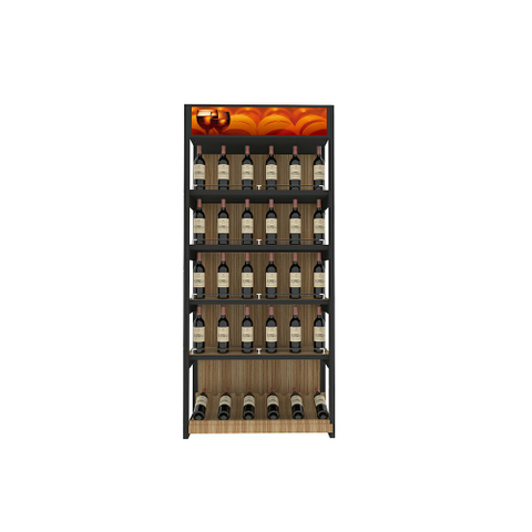 Rack d'affichage à vin en bois et en métal