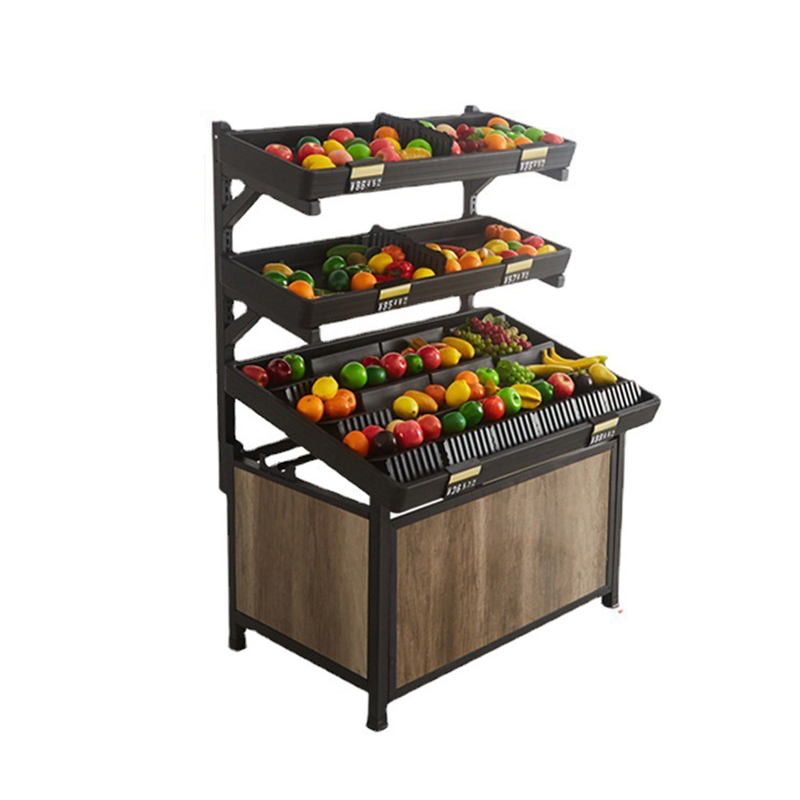 Rack de fruits en métal et de légumes pour supermarché