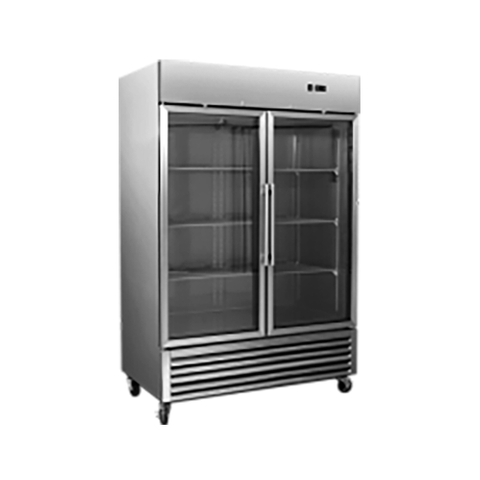 1310L / 2 portes / -22 ℃ à -18 ℃ Réfrigération commerciale de porte en verre congélateur vertical