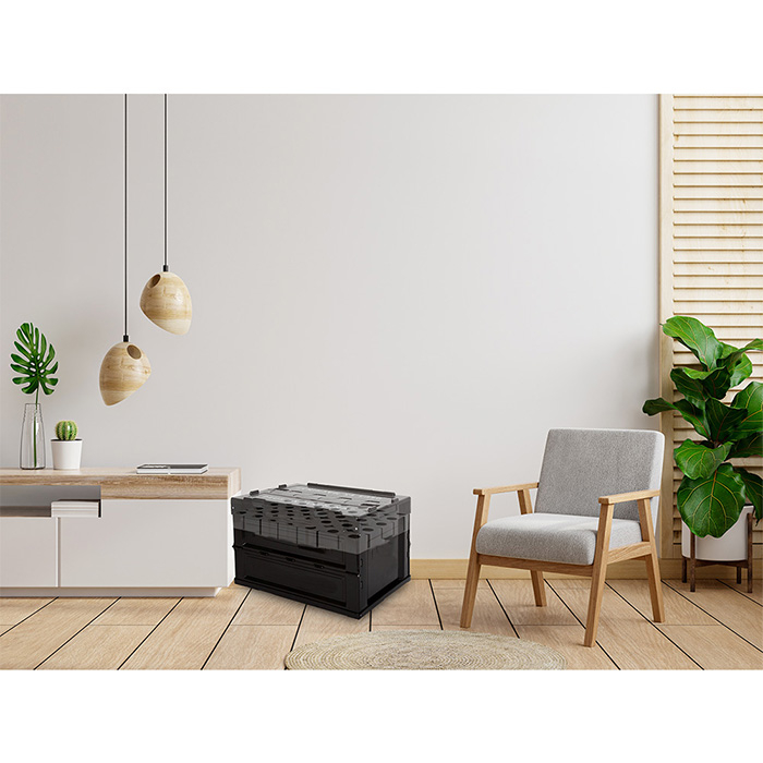 Bac de rangement pliable durable avec couvercle attaché