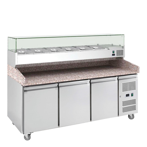 Table de préparation à pizza réfrigérée en marbre